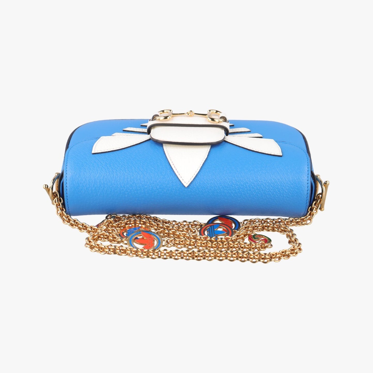 GUCCI Adidas Collaboration Horsebit Blue x White Leather Shoulder Bag 722009I039609325