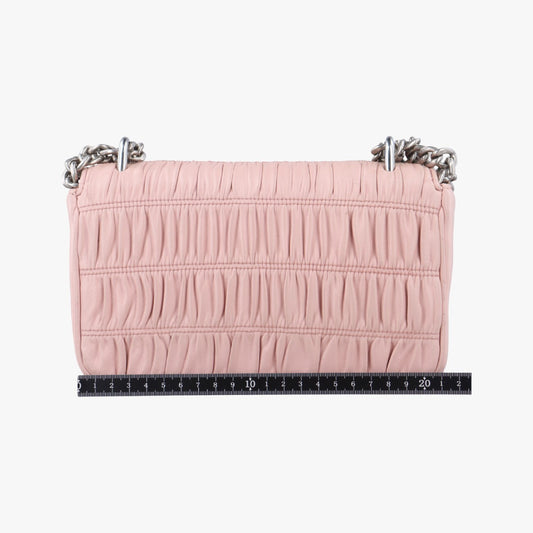 PRADA Nappa Gaufre Sound Lock Pink Lambskin Shoulder Bag 1BD139197