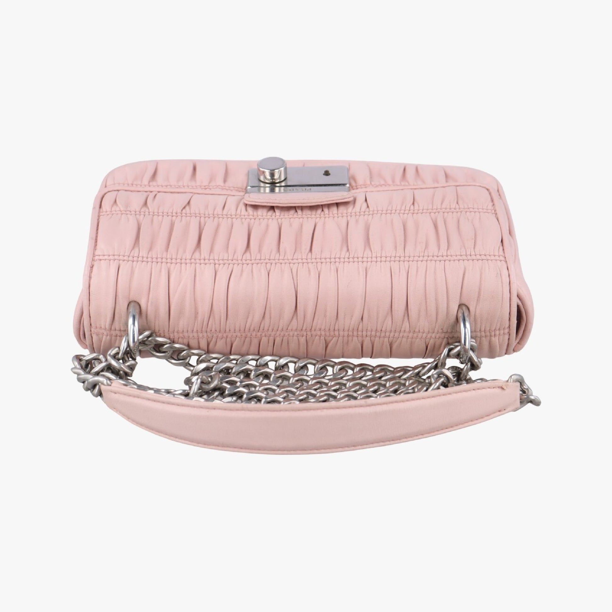 PRADA Nappa Gaufre Sound Lock Pink Lambskin Shoulder Bag 1BD139197