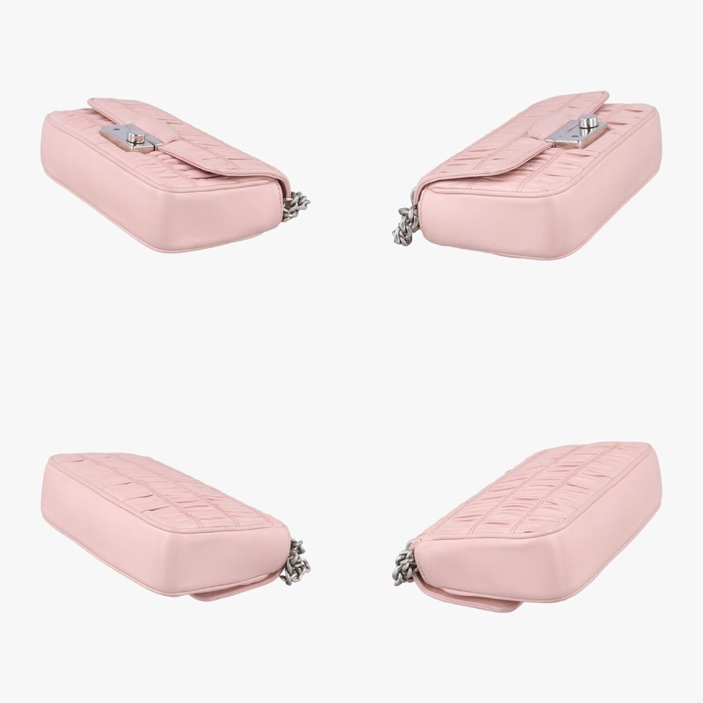 PRADA Nappa Gaufre Sound Lock Pink Lambskin Shoulder Bag 1BD139197
