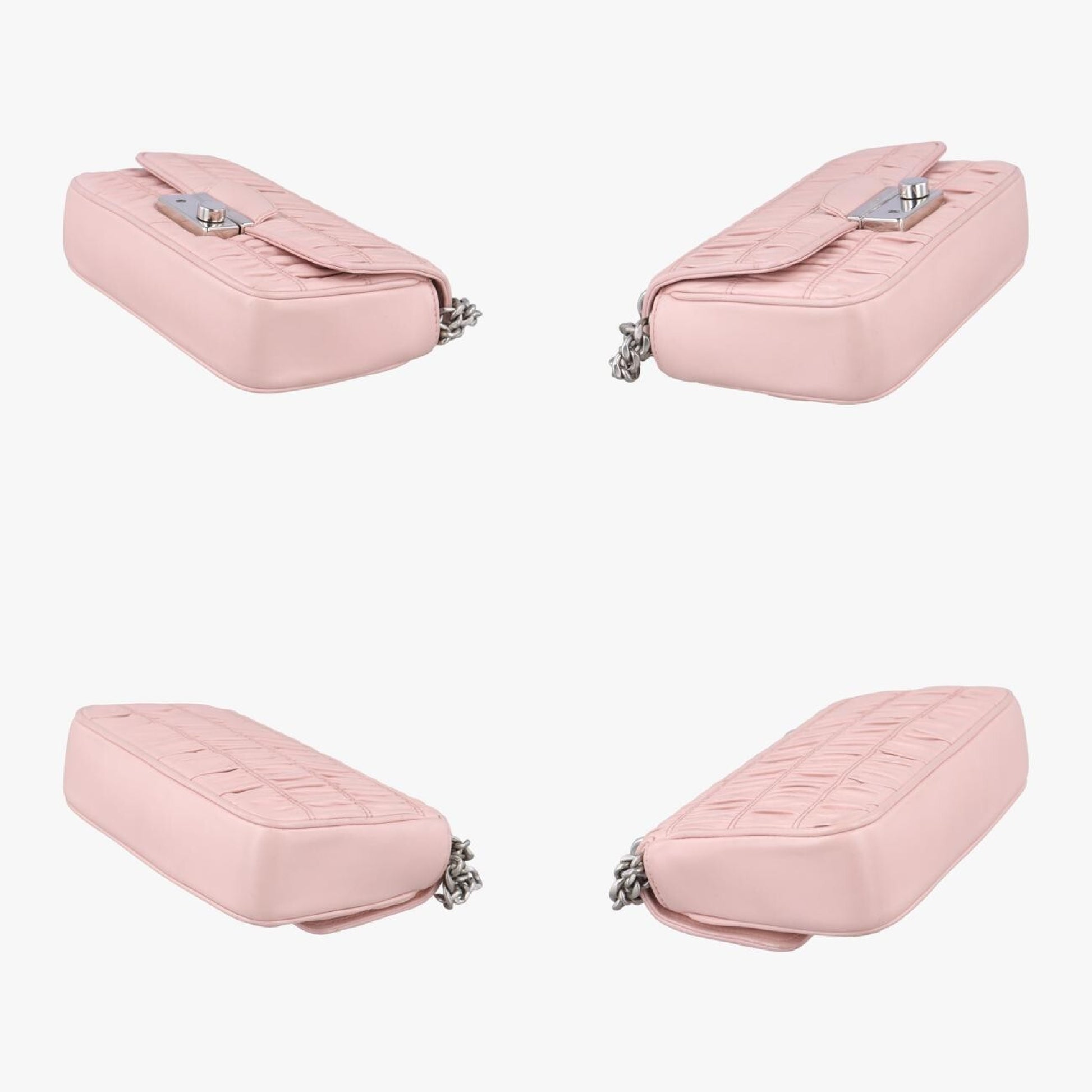 PRADA Nappa Gaufre Sound Lock Pink Lambskin Shoulder Bag 1BD139197