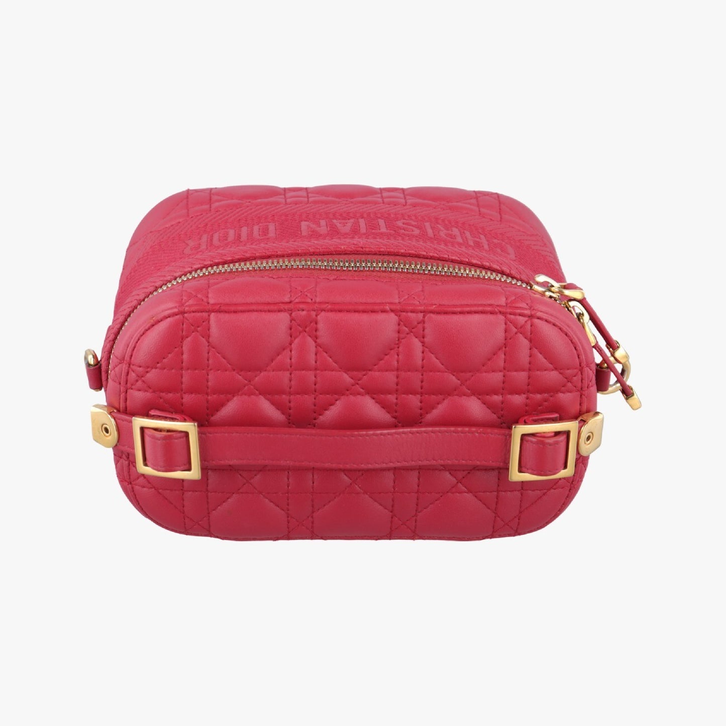 Dior Travel Small Vanity Cannage Red Lambskin Shoulder Bag 06-BO-0290