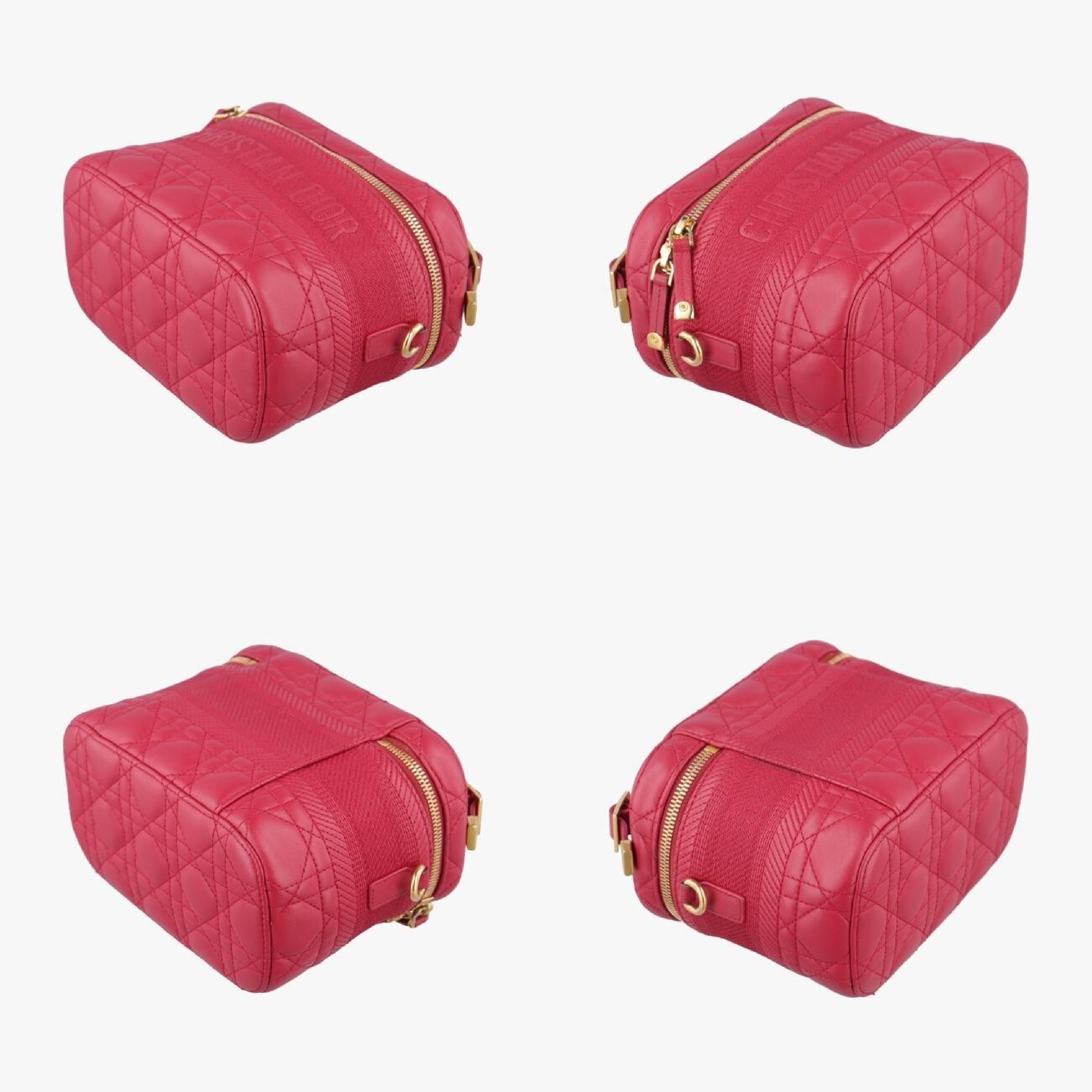 Dior Travel Small Vanity Cannage Red Lambskin Shoulder Bag 06-BO-0290