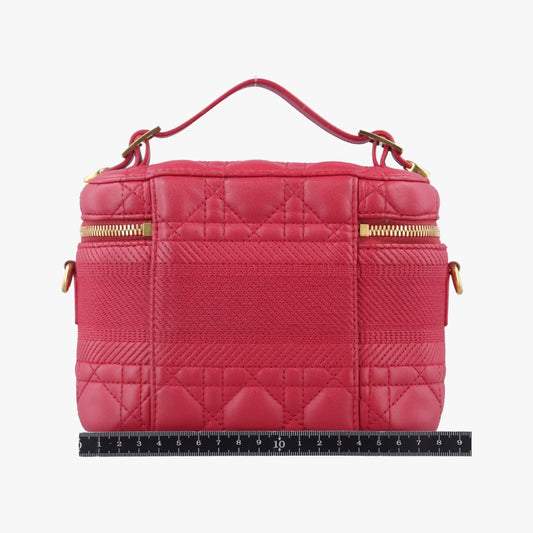 Dior Travel Small Vanity Cannage Red Lambskin Shoulder Bag 06-BO-0290