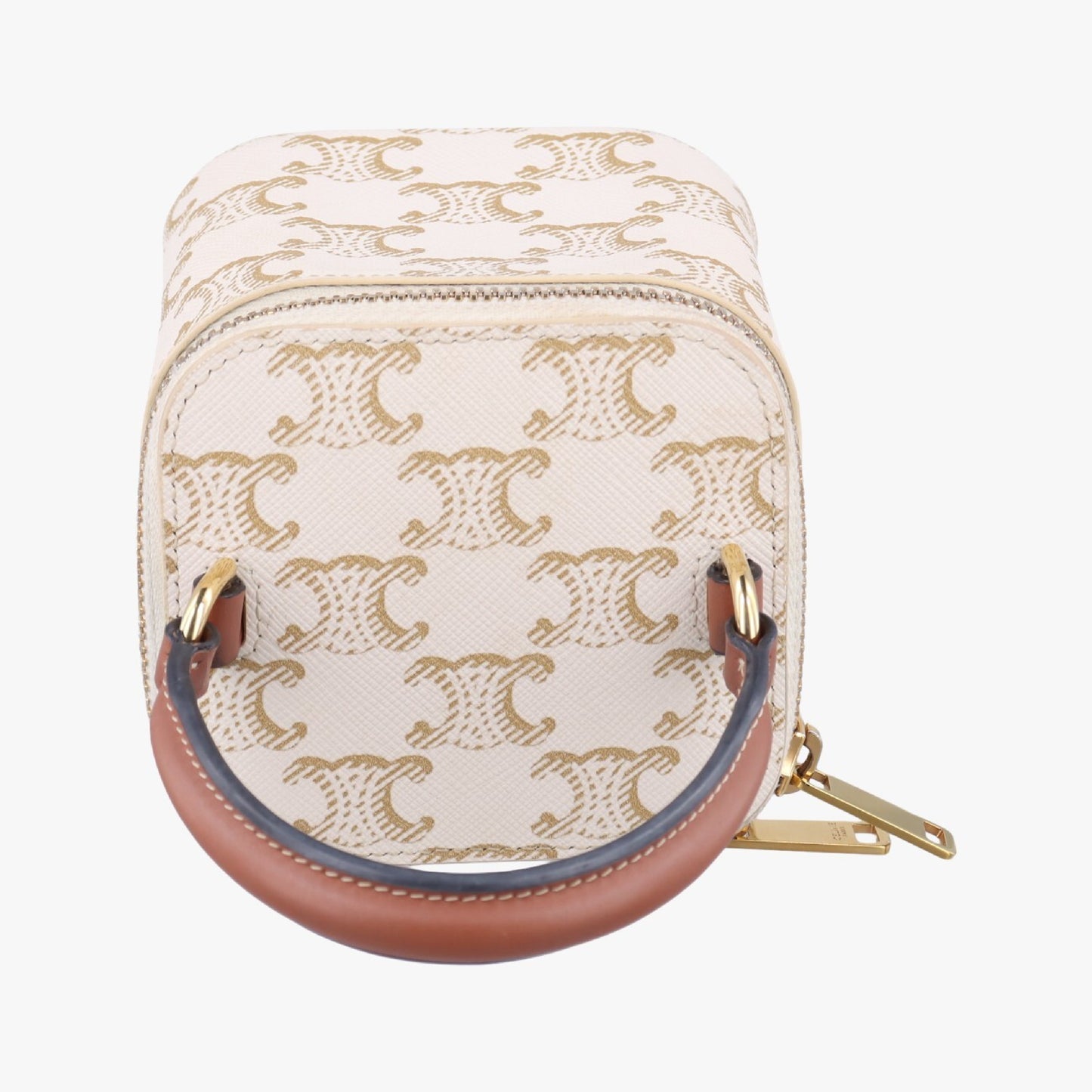 CELINE Triomphe Mini Vanity Case, White PVC Coated Canvas, U-DS-0243 Shoulder Bag