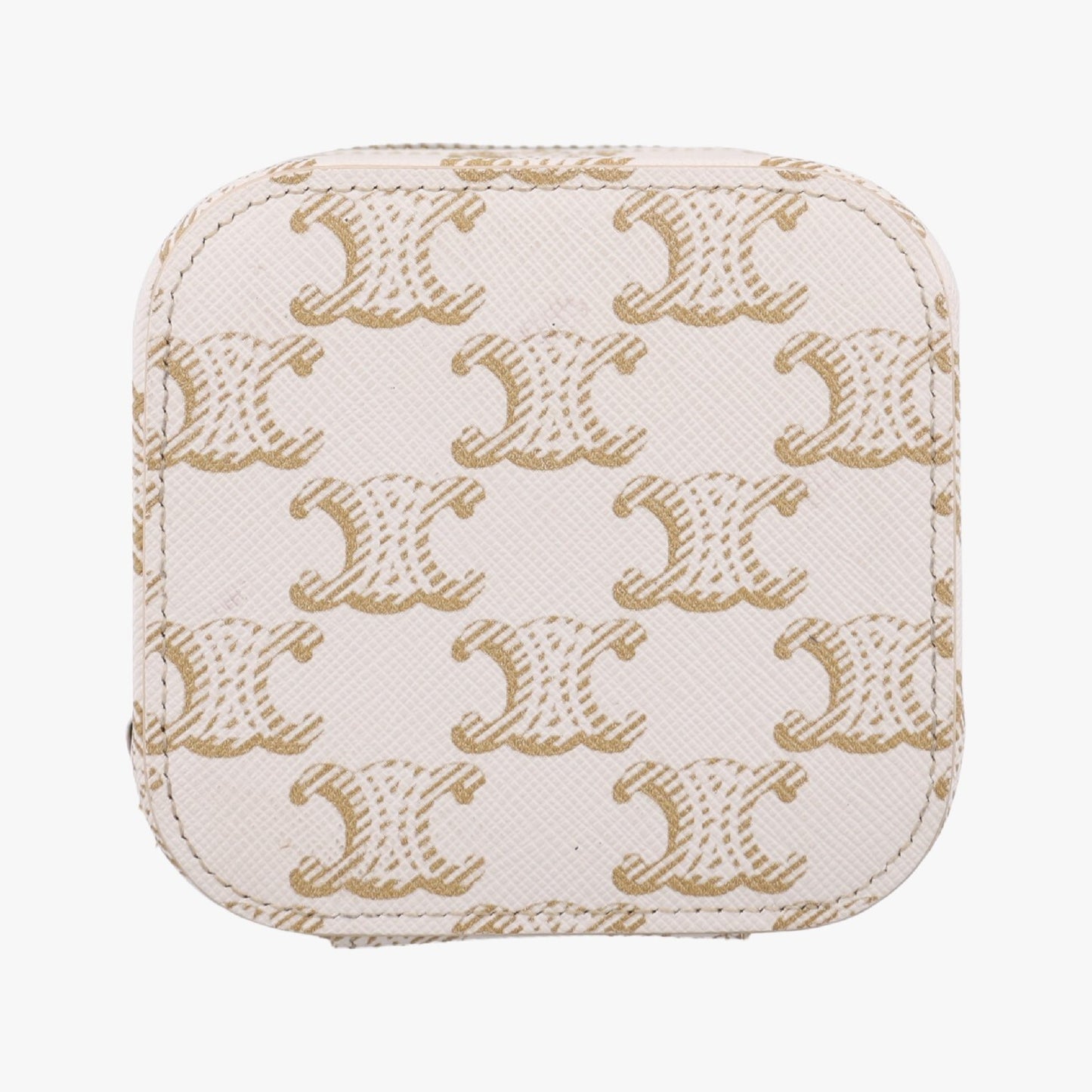 CELINE Triomphe Mini Vanity Case, White PVC Coated Canvas, U-DS-0243 Shoulder Bag
