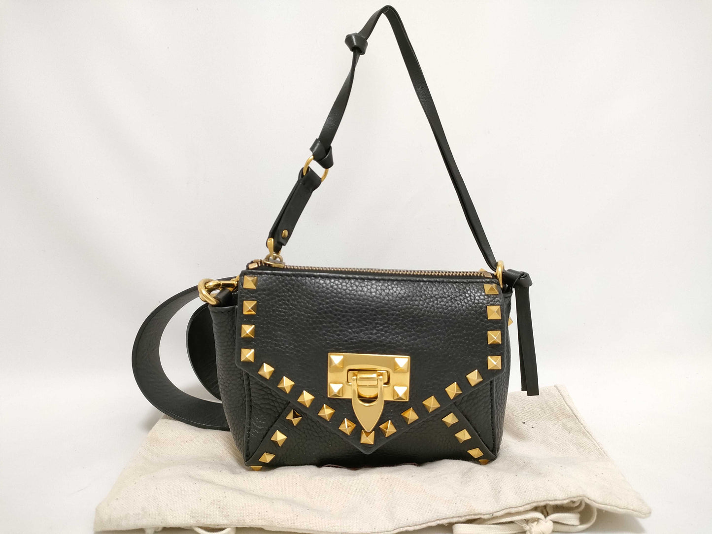 Valentino Garavani TH-Valentino Optic Grainy Leather Small Rockstud Hype Shoulder Bag Shoulder bag