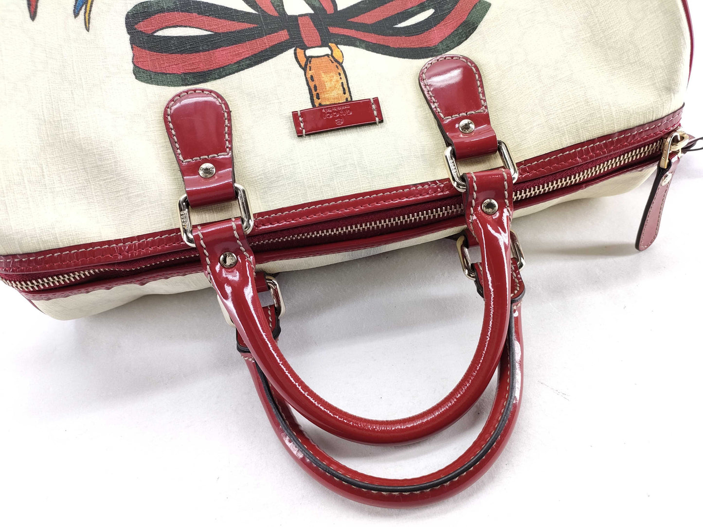 GUCCI ID-Gucci PVC GG Supreme Tatto Birds Joy Bostonbag 32cm GHW #189895-491403 - Gr Boston Bag