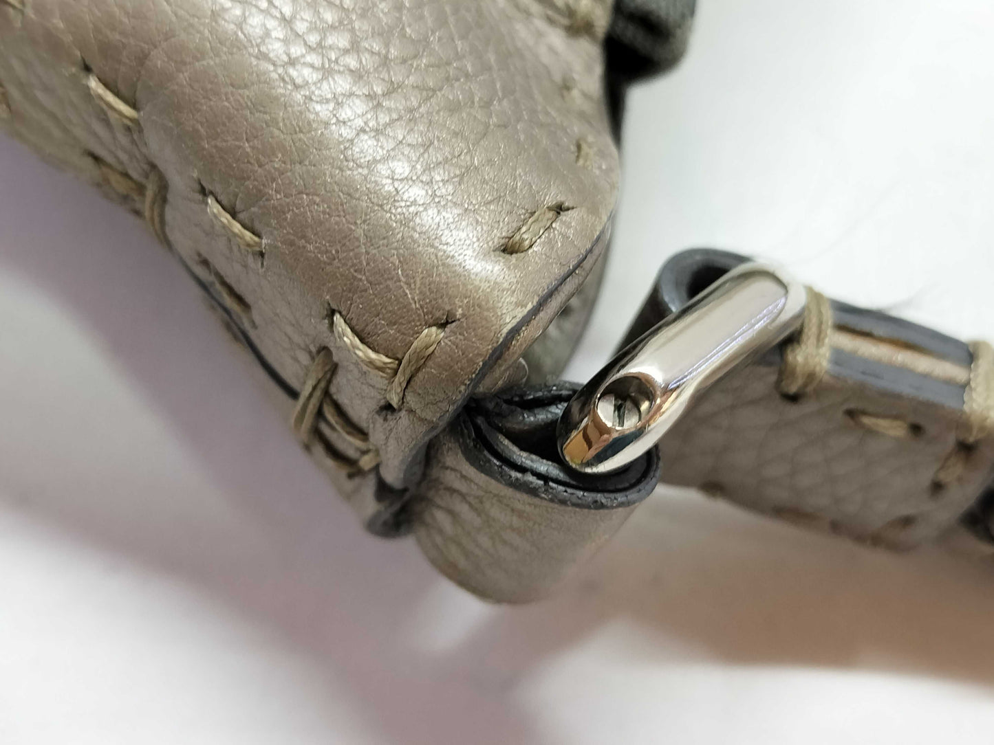 FENDI Selleria Leather One-Shoulder Bag Beige 8BR582 Shoulder Bag
