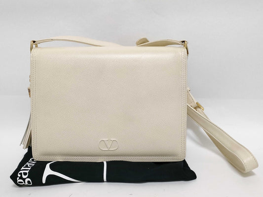 VALENTINO Valentino logo leather shoulder bag white shoulder bag