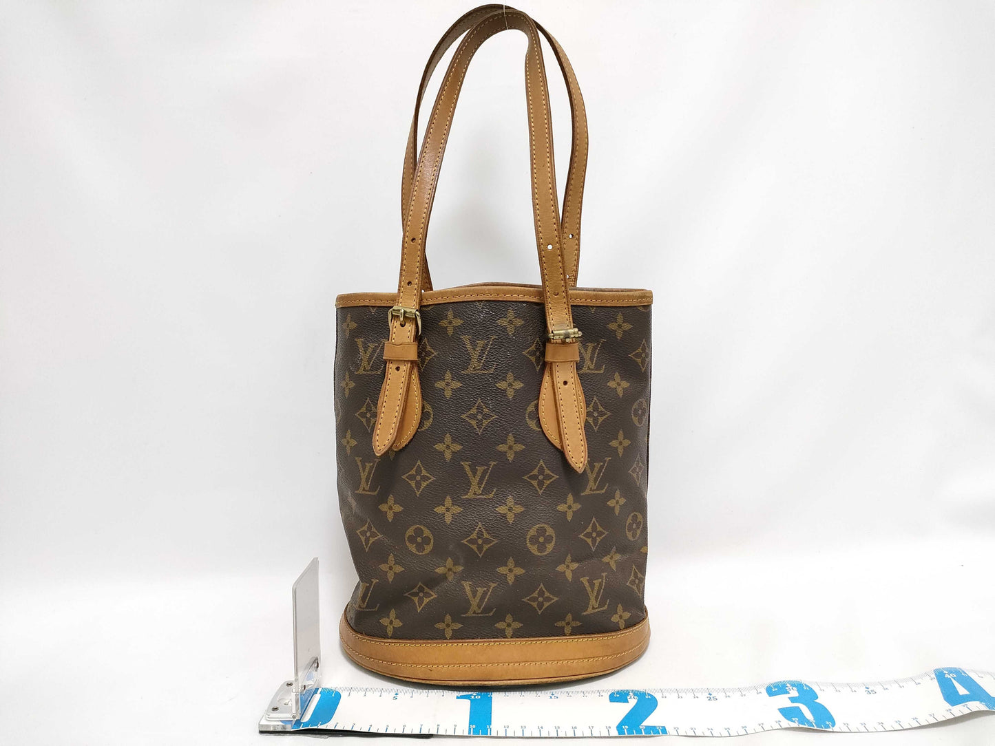 LOUIS VUITTON Monogram Bucket PM M42238 Brown Shoulder Bag with Unknown Serial Number and Interior Peeling