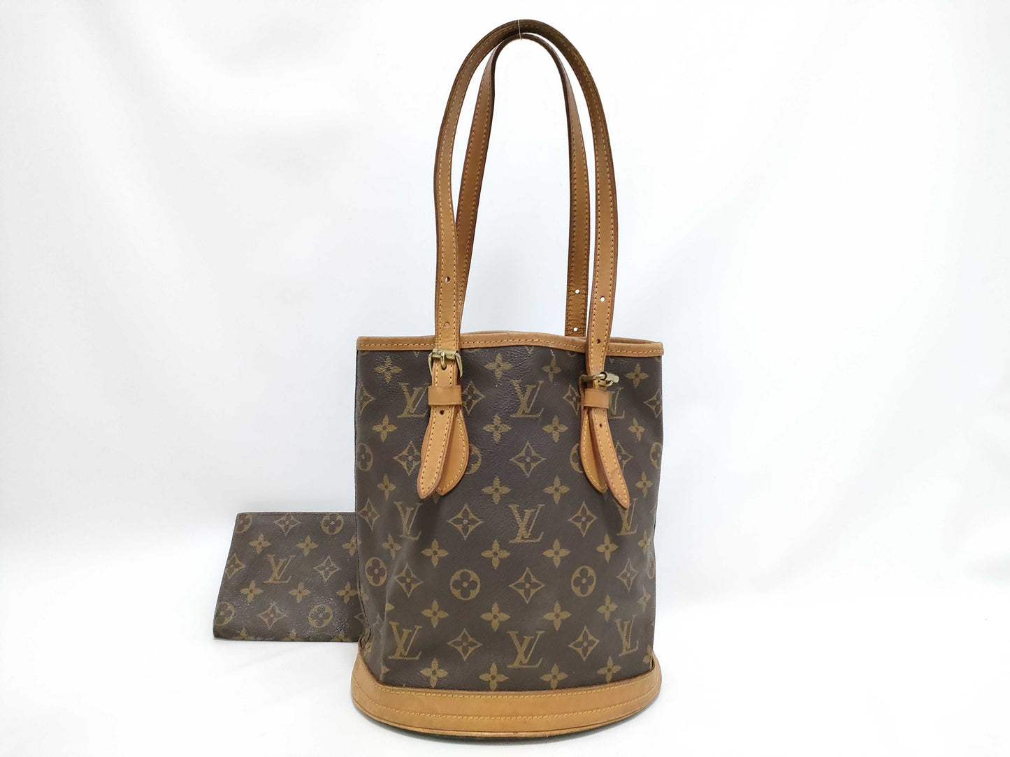 LOUIS VUITTON Monogram Bucket PM M42238 Brown Shoulder Bag with Unknown Serial Number and Interior Peeling