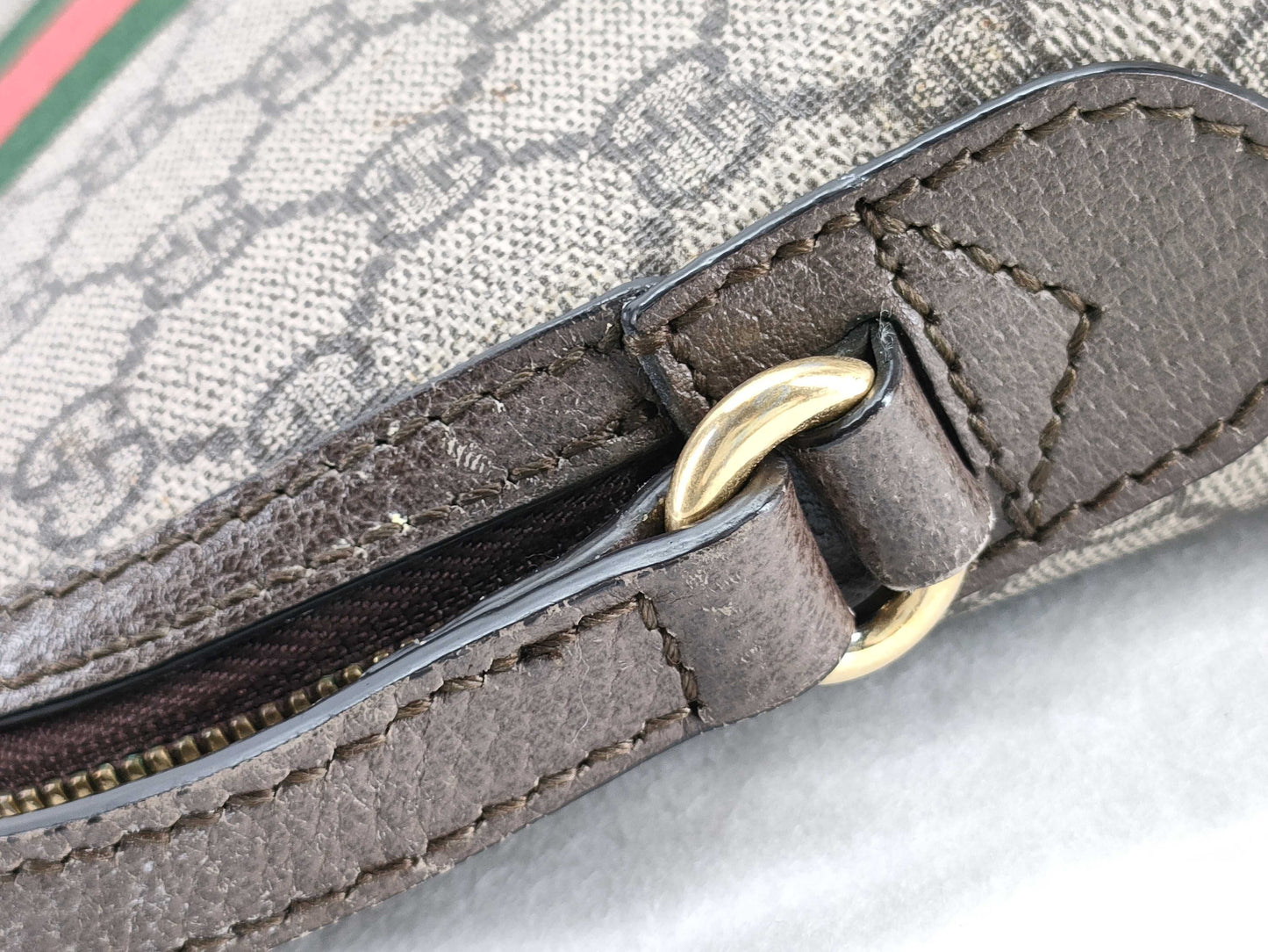GUCCI GG Supreme Ophidia PVC and Leather Shoulder Bag, Beige, 499621