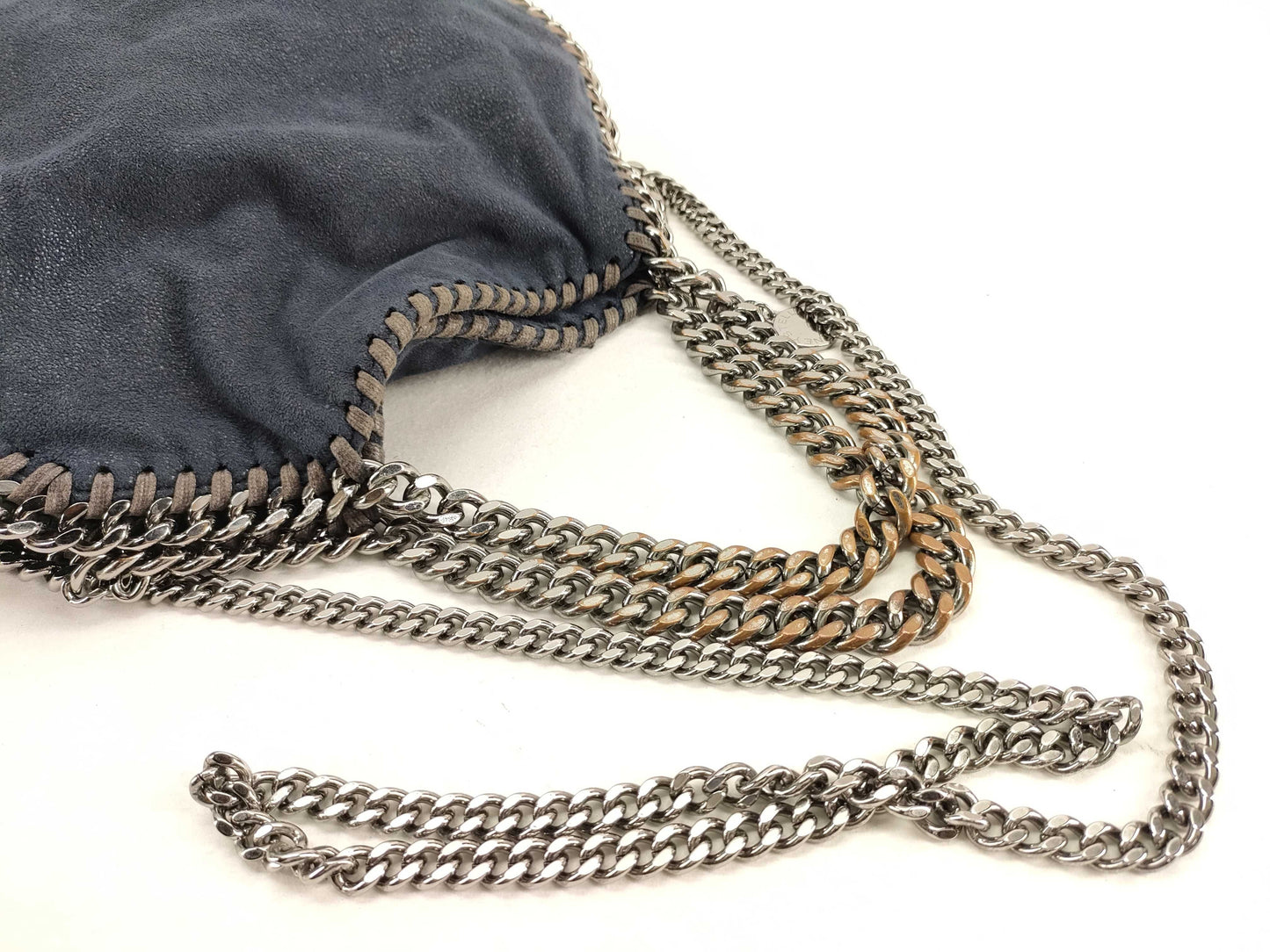 Stella McCartney Falabella Faux Leather Chain Shoulder Bag Navy Tote Bag
