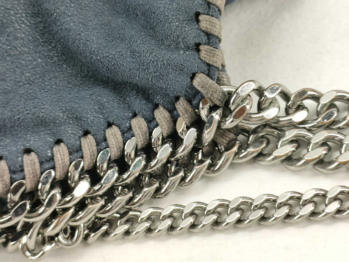 Stella McCartney Falabella Faux Leather Chain Shoulder Bag Navy Tote Bag