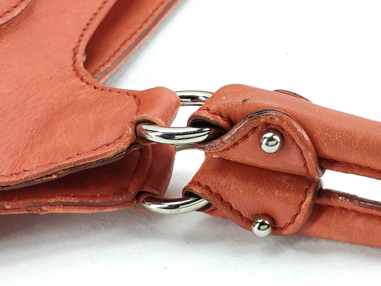 Salvatore Ferragamo Gancini Ferragamo Gancini Leather Handbag Orange Handbag