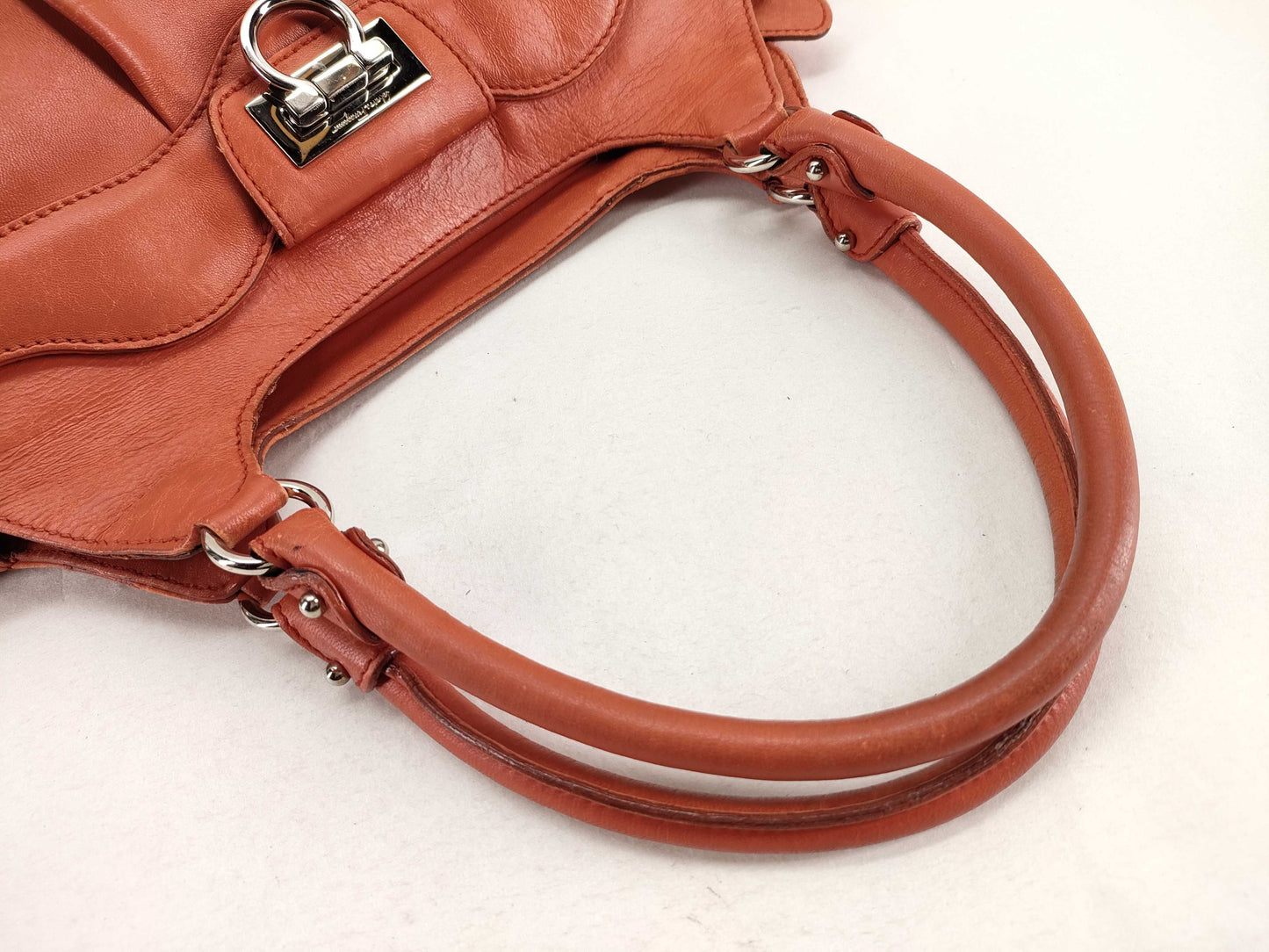 Salvatore Ferragamo Gancini Ferragamo Gancini Leather Handbag Orange Handbag