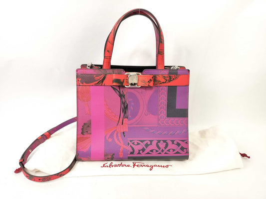 Salvatore Ferragamo Vara Leather Handbag, Pink, AU-21/0492