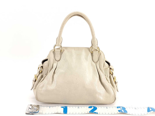 miu miu miu miu PH-Miu Miu White Vitello Shine Satchel Bag 31cm Handbag