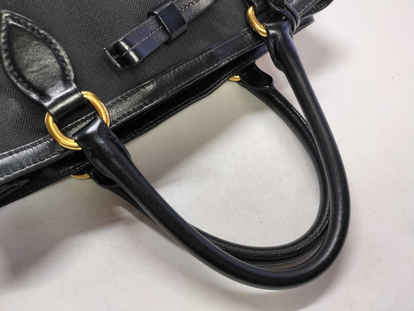 PRADA Prada Logo Jacquard Canvas and Leather 2-Way Handbag, Black, 1BA172