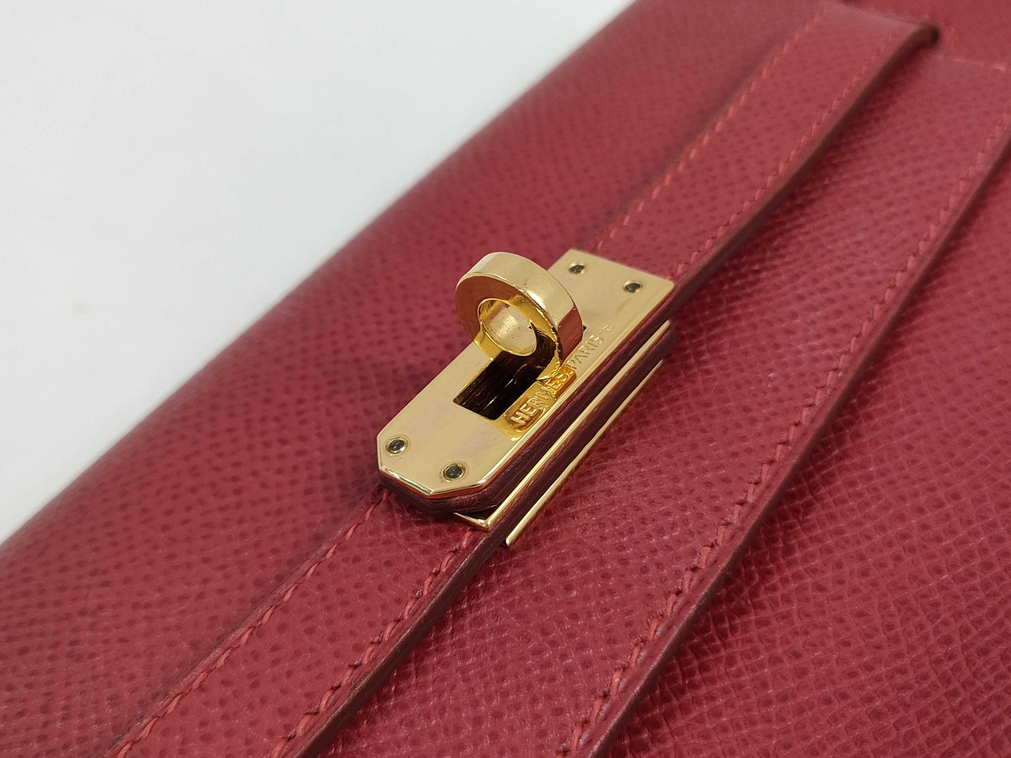 HERMES Banana Kelly Pouch with Gold Hardware and Round X Stamp