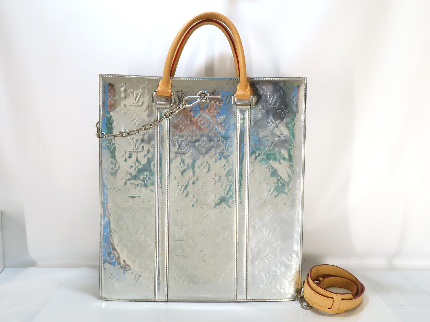 LOUIS VUITTON LV Mirror Sac Plat M45884 Silver Tote Bag