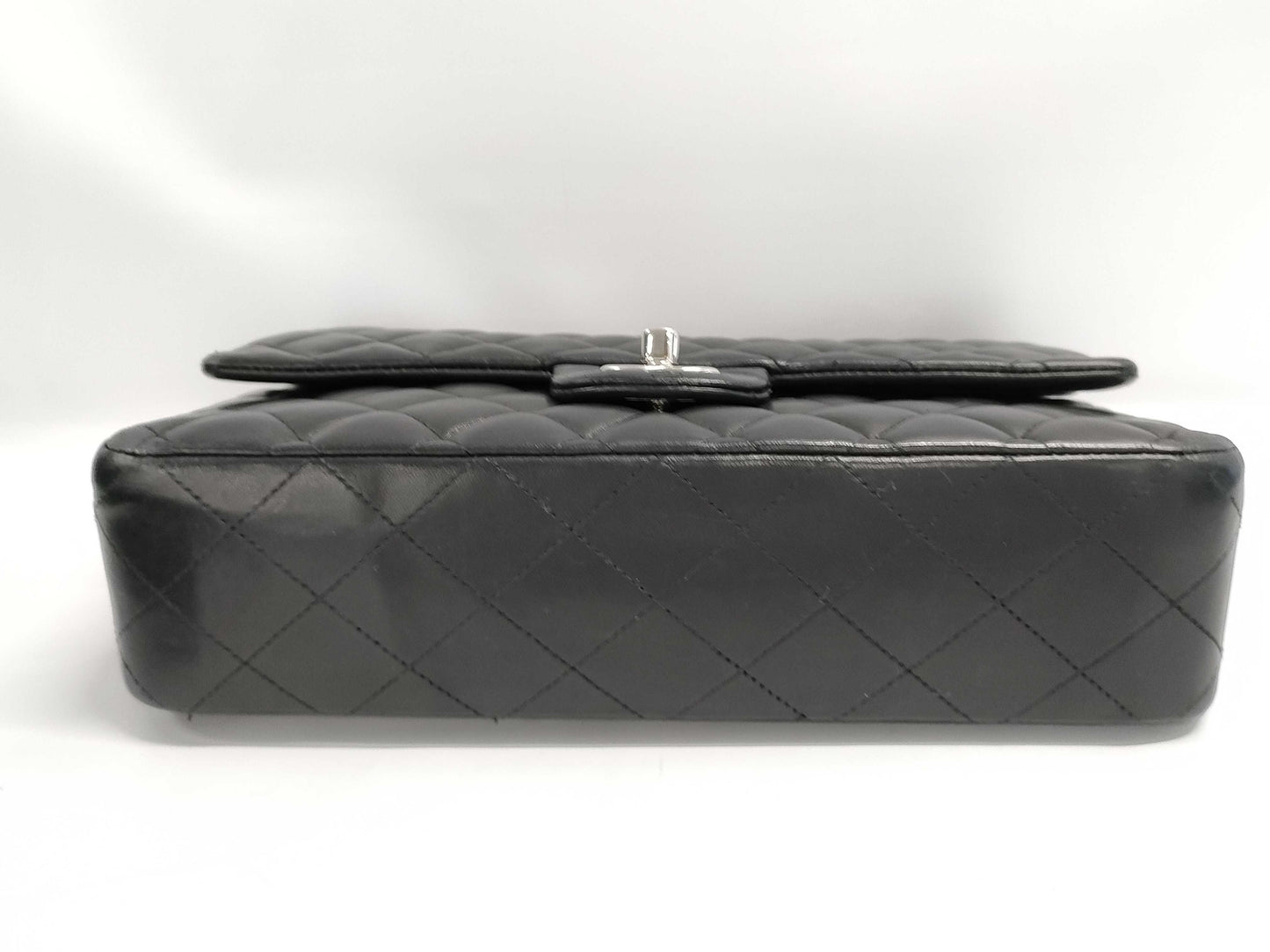 CHANEL Matelasse 25 Lambskin Double Flap Double Chain Bag in Black with Silver Hardware, 15529241, 15th Series, A01112 Shoulder Bag