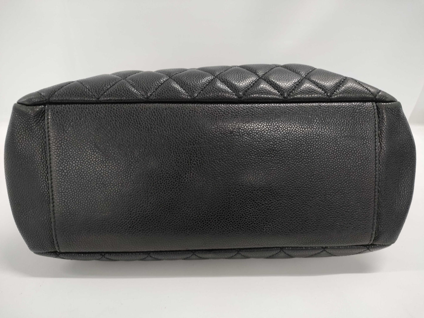CHANEL Matelasse Caviar Leather Chain Tote Bag, Black with Silver Hardware, 12829619, 12th Series