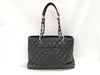 CHANEL Matelasse Caviar Leather Chain Tote Bag, Black with Silver Hardware, 12829619, 12th Series