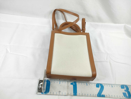 CELINE Mini Vertical Cabas Canvas and Leather 2-Way Shoulder Bag