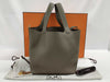 HERMES Picotin Lock 22mm Taurillon Clemence Etoupe Leather Handbag with Gold Hardware and K Stamp
