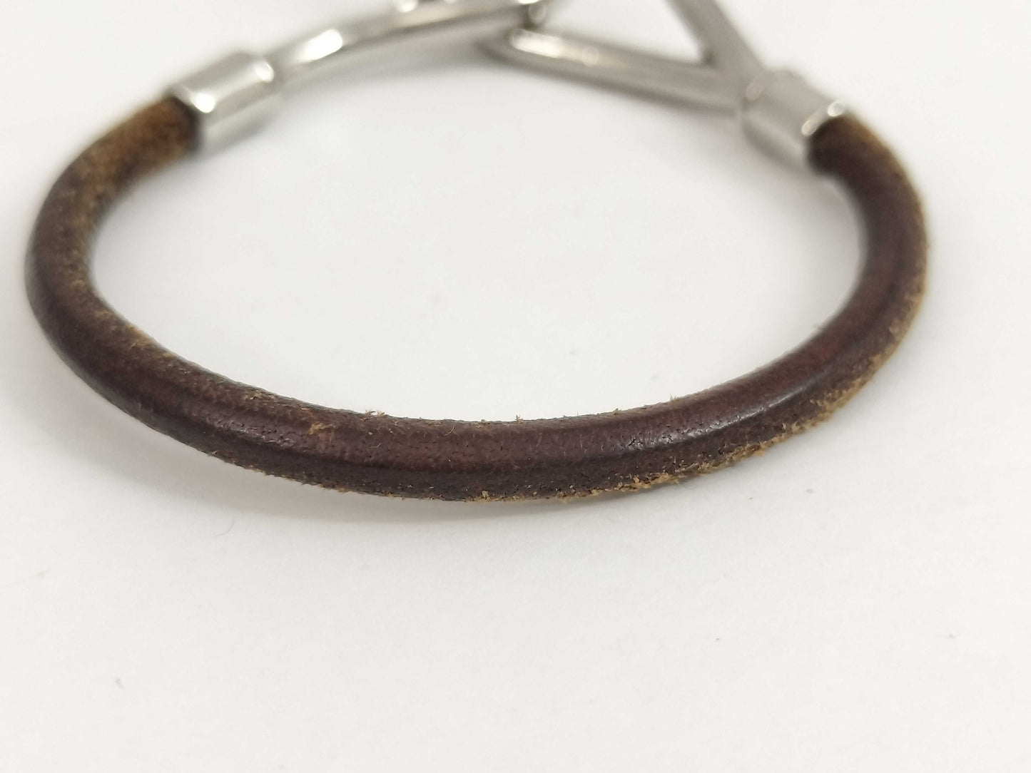 HERMES Jumbo Bracelet with Leather and Silver Hardware