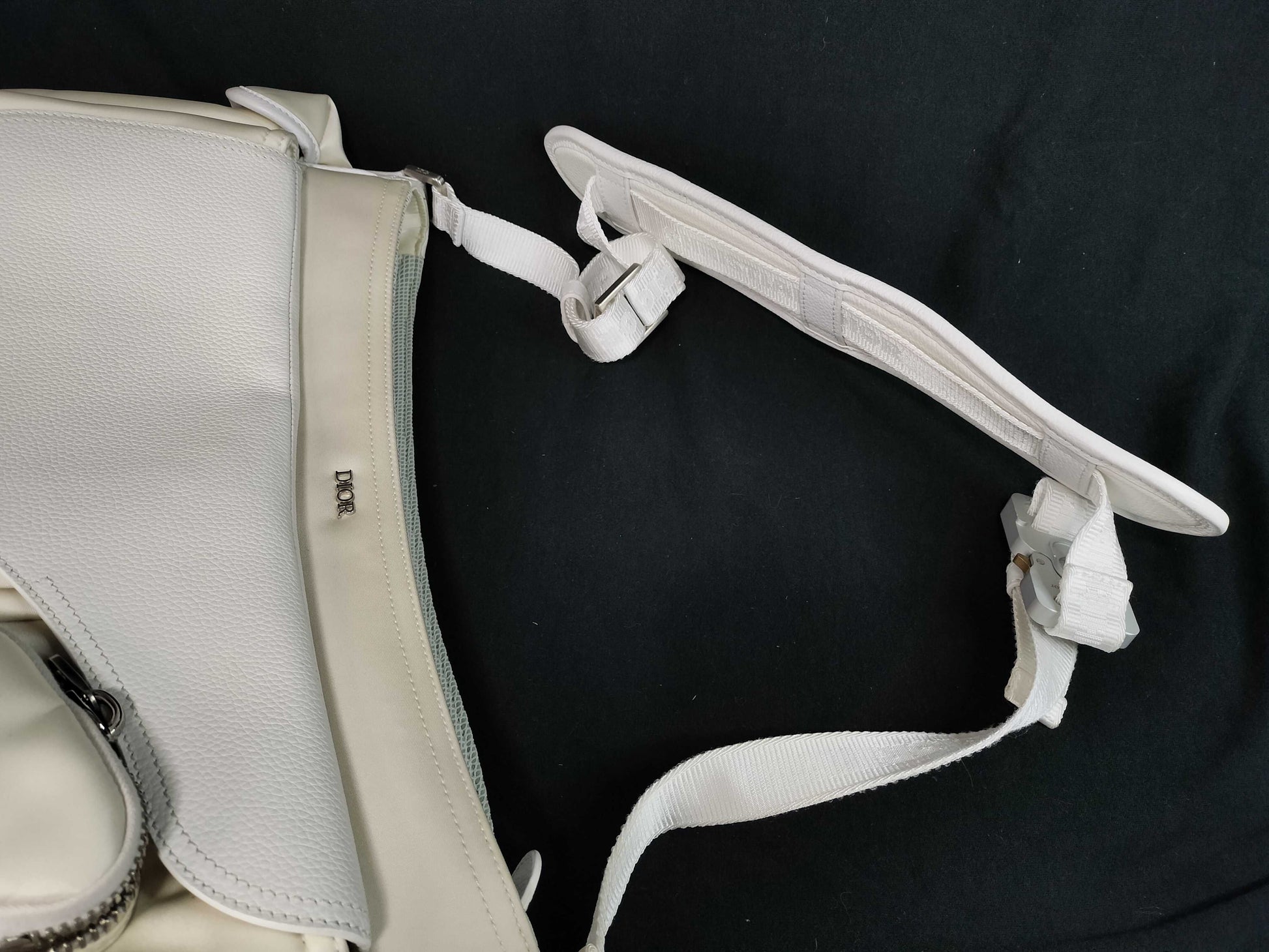 Christian Dior x sacai Saddle Soft Leather and Nylon White Shoulder Bag