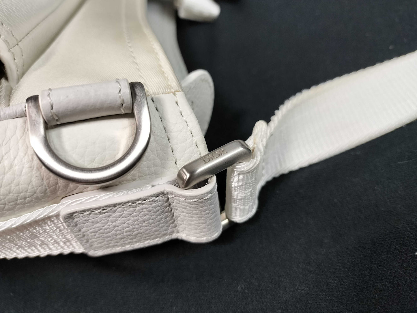 Christian Dior x sacai Saddle Soft Leather and Nylon White Shoulder Bag