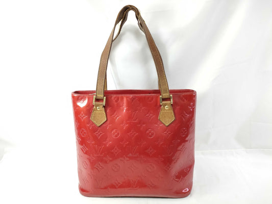 LOUIS VUITTON Vernis Louis Vuitton M91092 Vernis Houston Red Hand Tote Bag