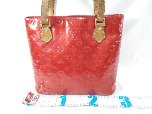 LOUIS VUITTON Vernis Louis Vuitton M91092 Vernis Houston Red Hand Tote Bag