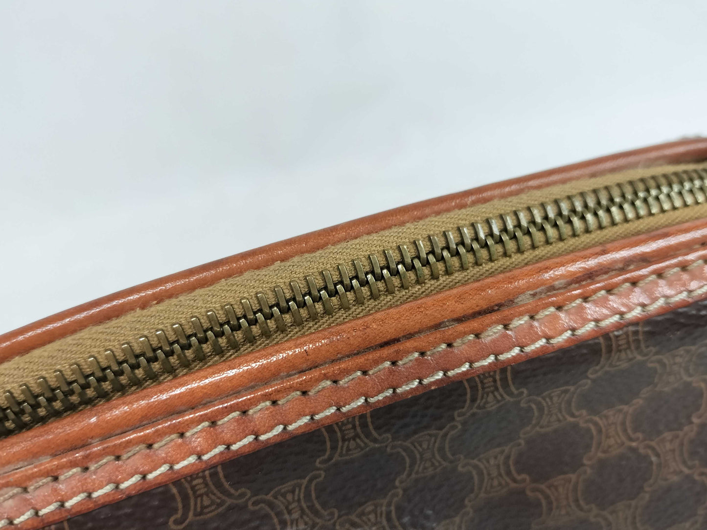 CELINE Macadam Brown Clasp Second Pouch Clutch Bag Pouch