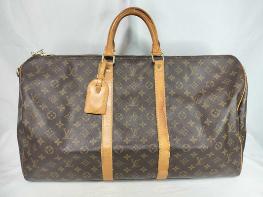 LOUIS VUITTON Monogram Louis Vuitton M41414 Monogram Keepall Bandouliere 55 Brown Boston Handbag Boston Bag