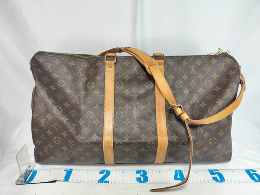 LOUIS VUITTON Monogram Louis Vuitton M41414 Monogram Keepall Bandouliere 55 Brown Boston Handbag Boston Bag
