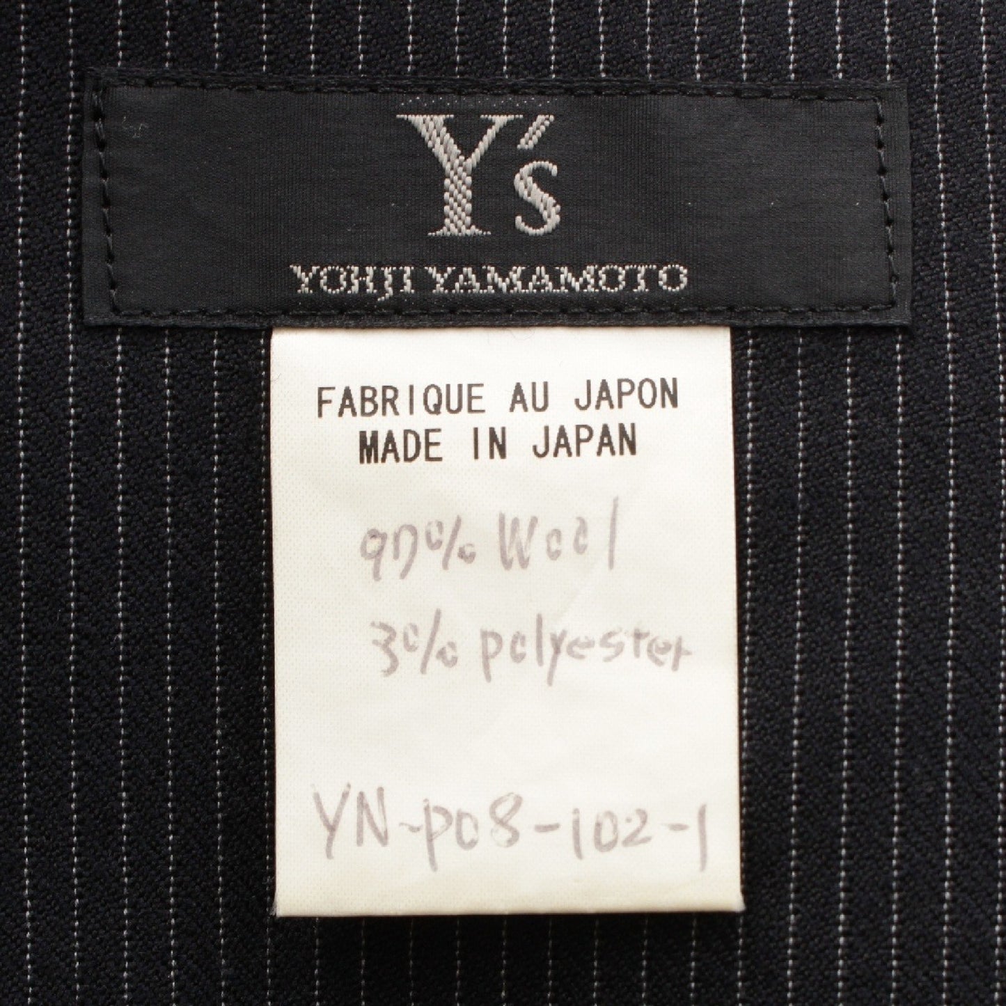 Yohji Yamamoto Wool Side Button Striped Slacks Pants YN-P08-102-1 Black Pants