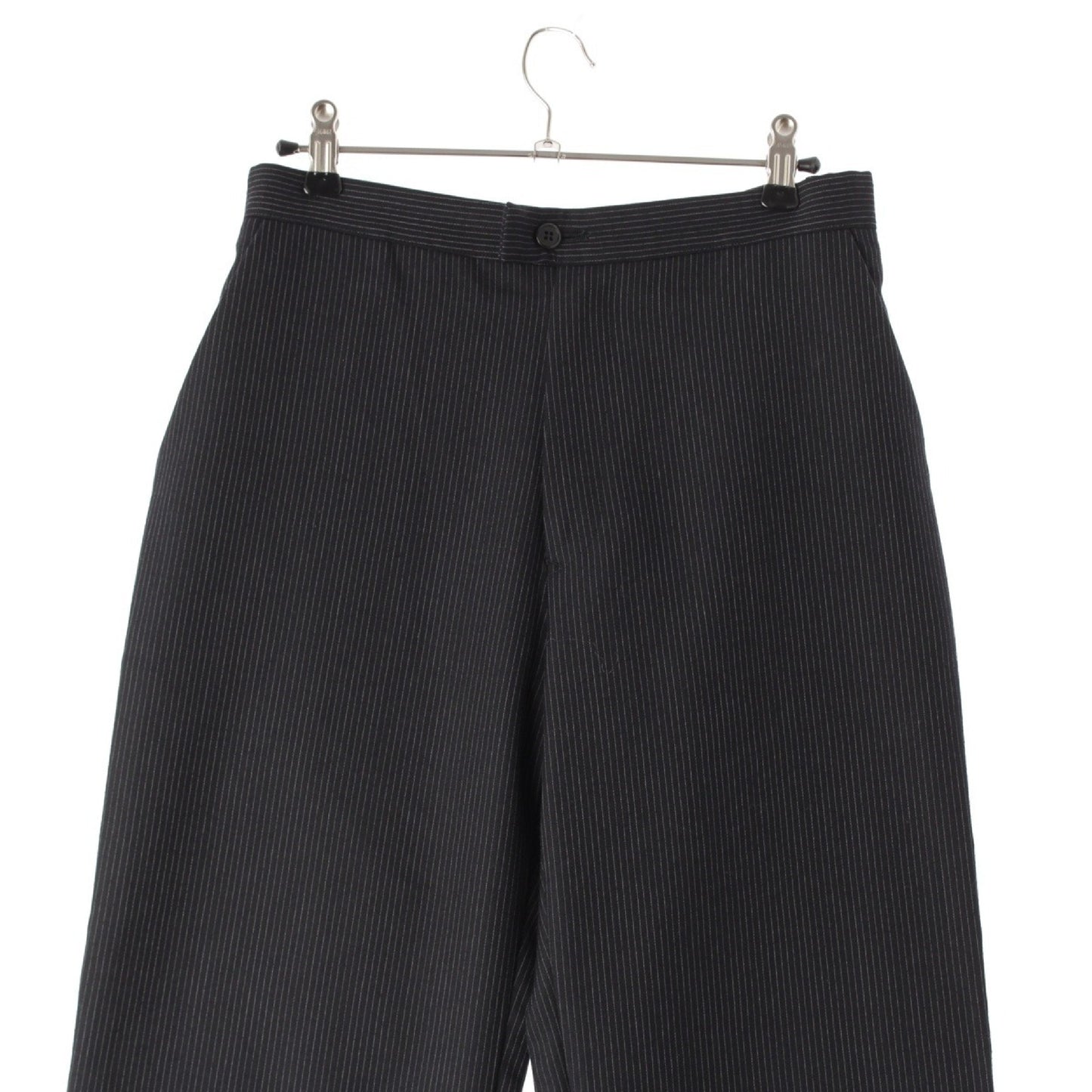 Yohji Yamamoto Wool Side Button Striped Slacks Pants YN-P08-102-1 Black Pants