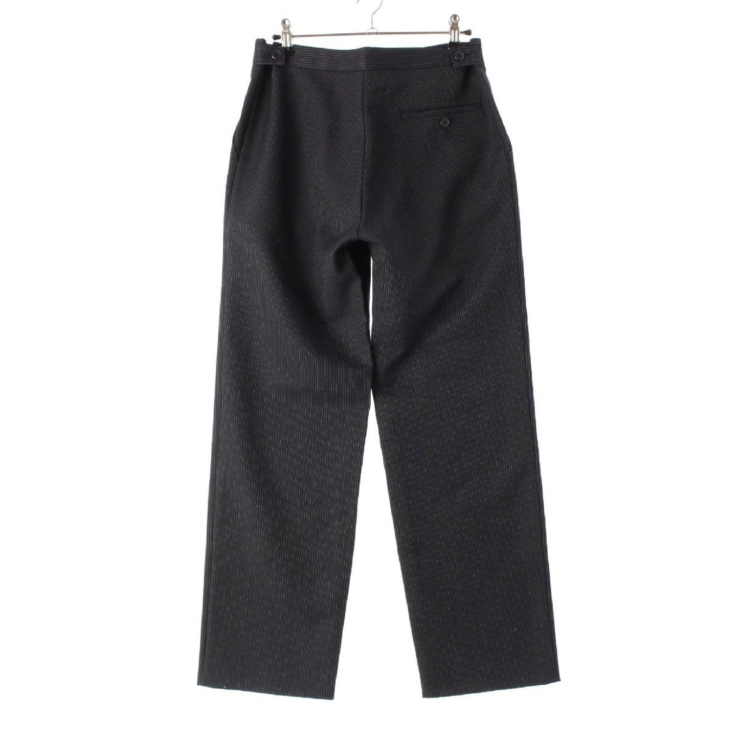 Yohji Yamamoto Wool Side Button Striped Slacks Pants YN-P08-102-1 Black Pants