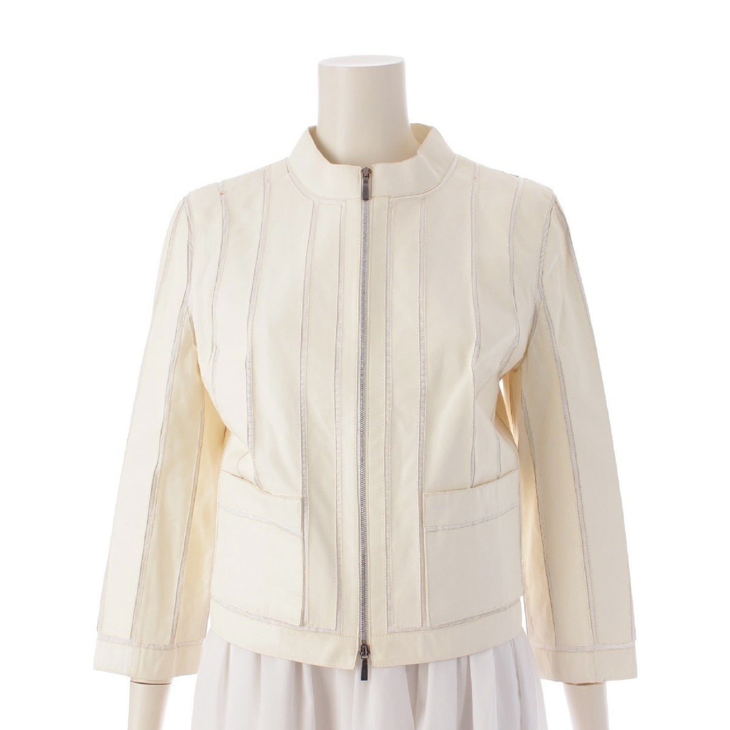 LOEWE Sheepskin Single-Breasted Leather Rider Jacket, White, Size 38