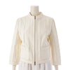 LOEWE Sheepskin Single-Breasted Leather Rider Jacket, White, Size 38