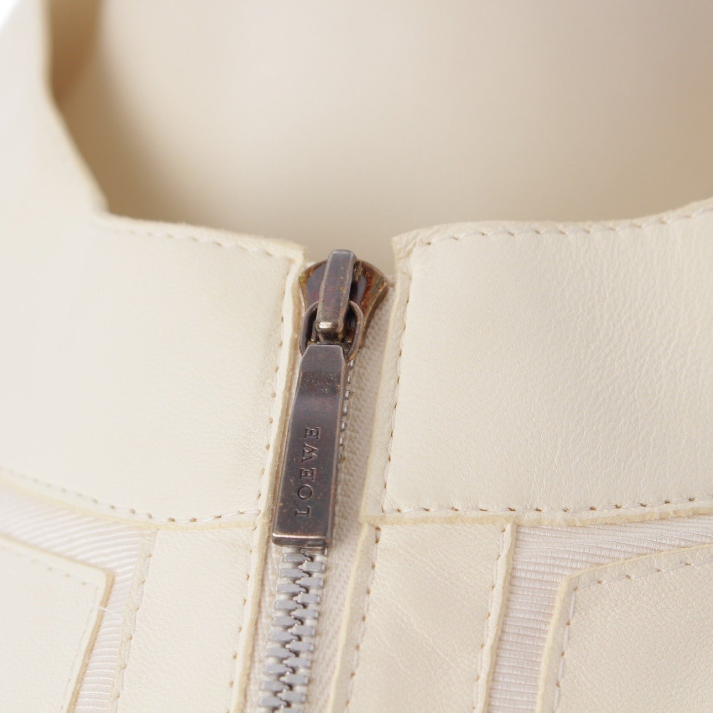 LOEWE Sheepskin Single-Breasted Leather Rider Jacket, White, Size 38