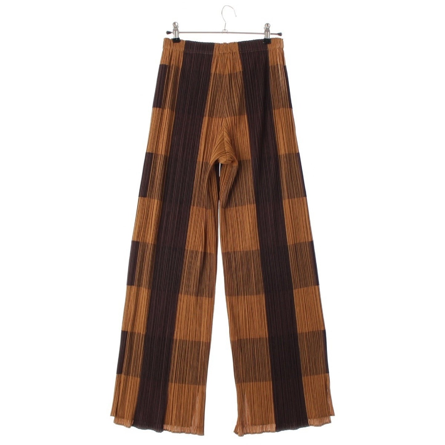 PLEATS PLEASE PLEATS PLEASE PLEATS PLEASE ISSEY Check Wide Pants PP03-JF501 Yellow Brown Pleats Please Issey Miyake 4 Pants