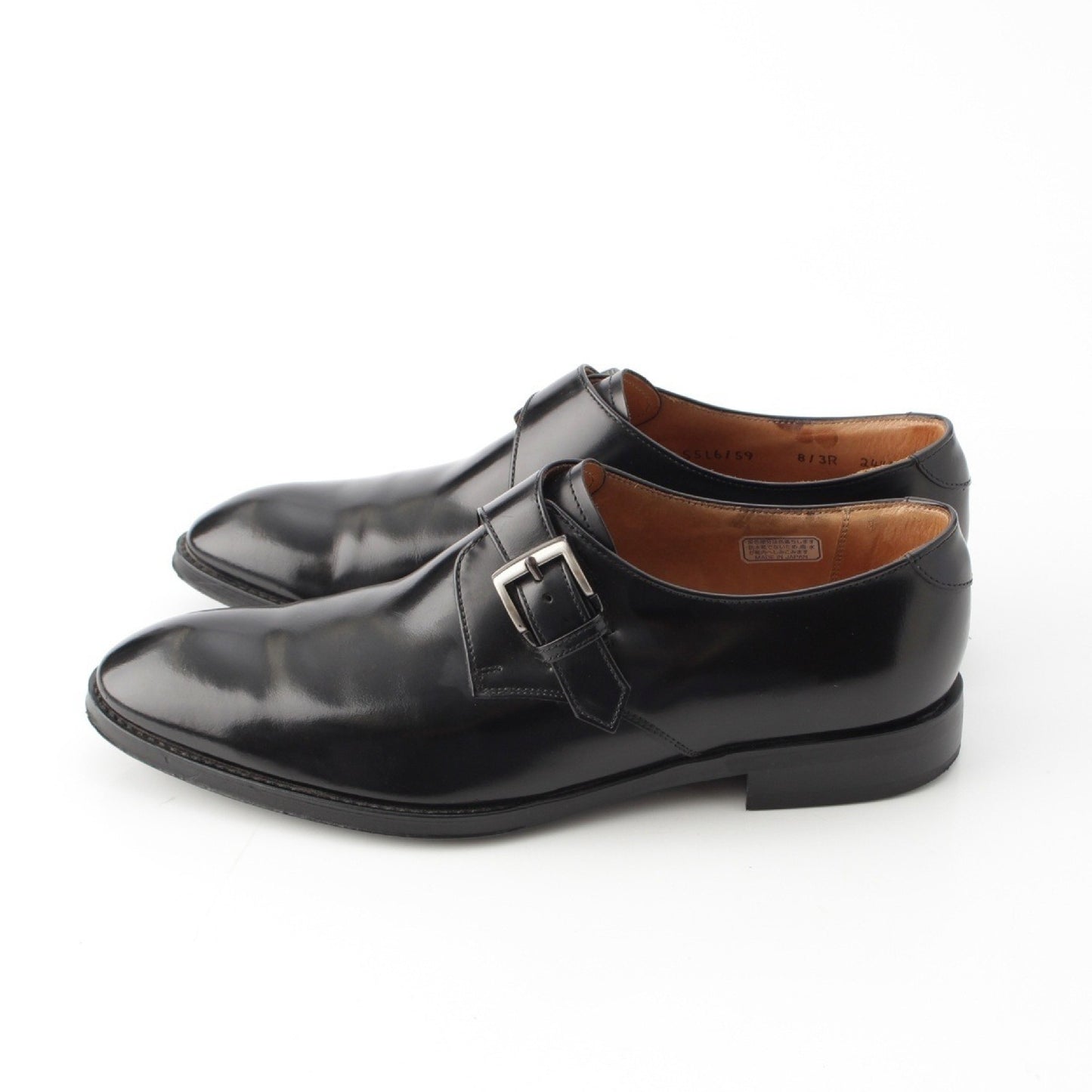 REGAL 813R Leather Single Monk Strap Dress Shoes, Black, with Shoe Tree, Size 24 1/2, Business Shoes