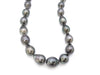 Semi-round pearl necklace, diameter approximately 8.1-11.7mm, sterling silver, 58.0g .