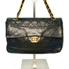 CHANEL Matelasse Lambskin Chain Shoulder Bag with Turnlock and Single Flap, Black, 1485545