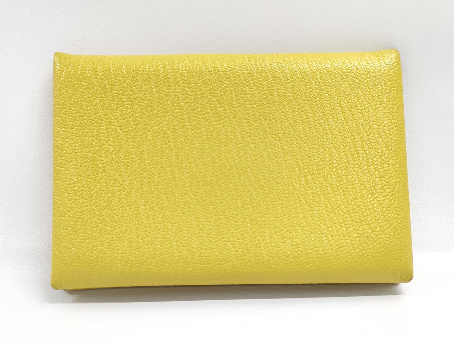 HERMES Calvi Card Case, Yellow, with Box and Cards, Card Case, Pass Case, Business Card Case